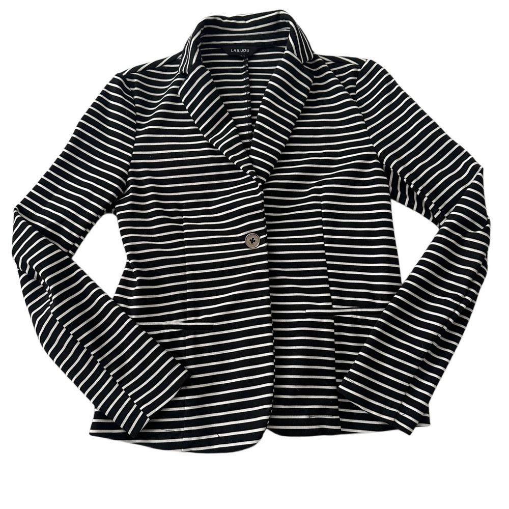 Black and White Striped Women's Blazer